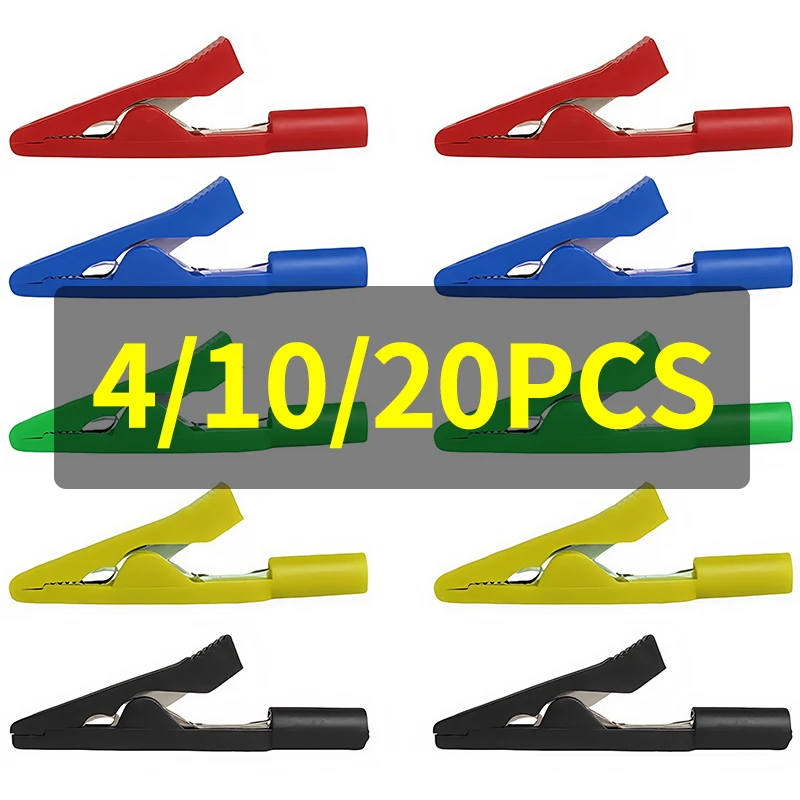 40/10 Pcs Mini Insulated Solderable Alligator Clips - Pure Copper Jaws  Rating, Full Insulated Tips for Safe Electronics Testing