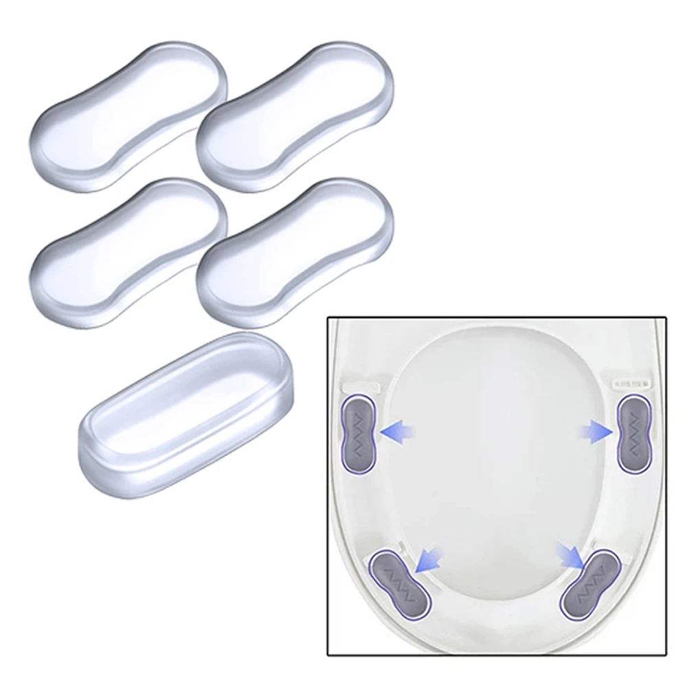 1 Larger& 4 Small Strong Adhesive Toilet Seat Buffer Pad Shock-Proof Bathroom Accessories Durable Silicone Toilet Seat Bumper