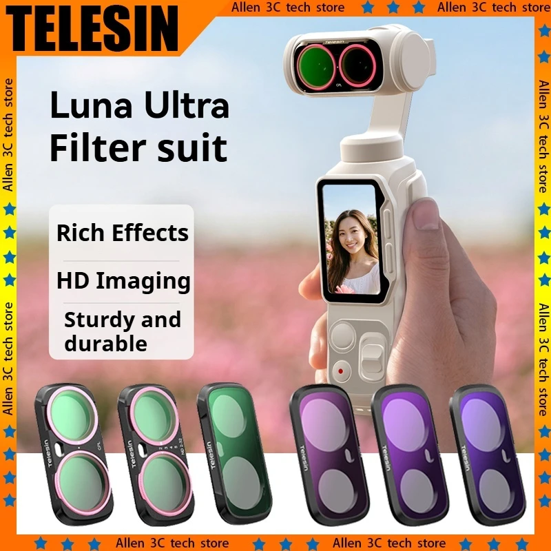 telesin-マグネット式フィルターキット-insta360-luna-ultra用-cpl偏光フィルター-調整可能ndクォーターブラック-ソフトアクションカメラアクセサリー