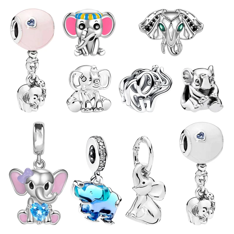 

2025 Hot Sale Elephant Series Charm Beads Lucky Elephant Blue Murano Glass Elephant Fit Original Bracelets DIY Jewelry Gifts