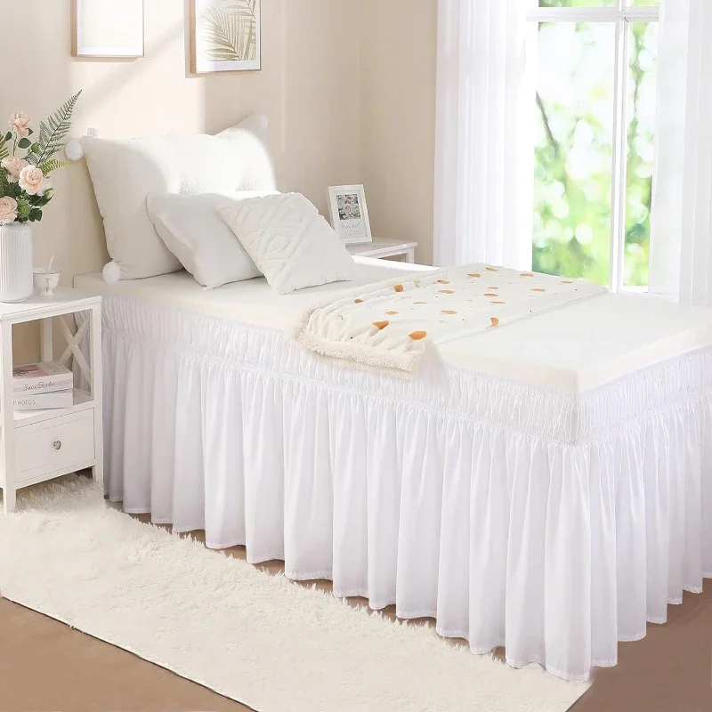 Hidden Sundry Items Bed Aprons Durable and Lightweight No Need To Lift Wrap Around Ruffle Cloths 80x39 Inches Single Bed Skirts