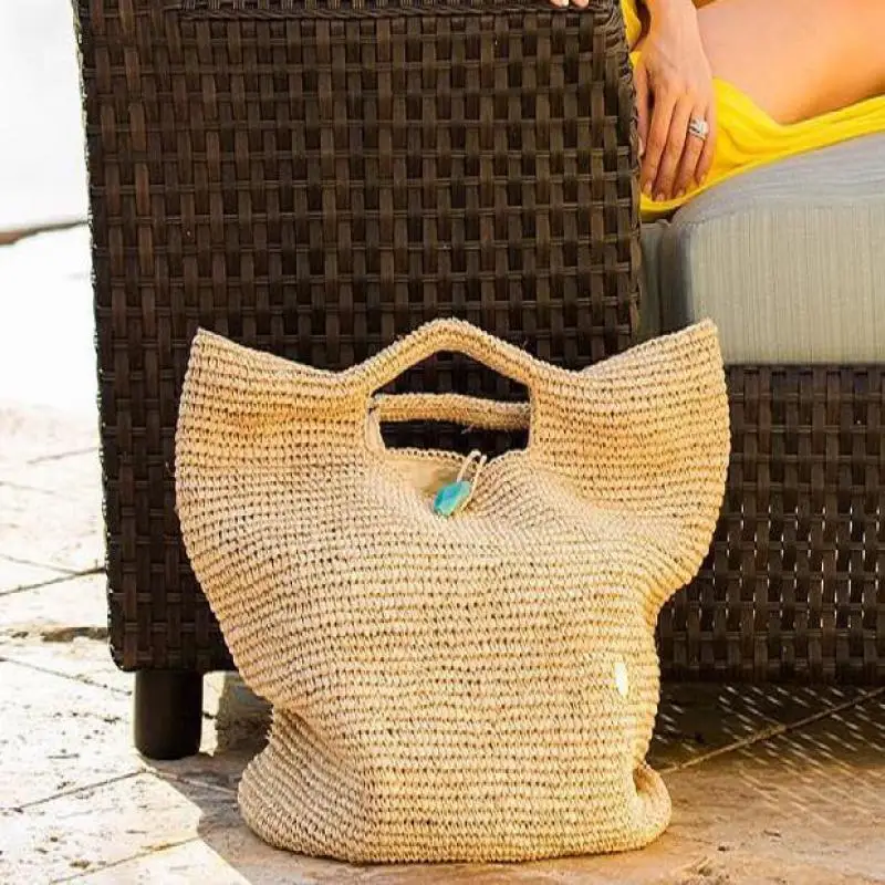 

New Environmentally Friendly Paper Grass Hand Woven Grass Bag Leisure Handbag Beach Oversized Grass Woven Bag Vacation Women Bag