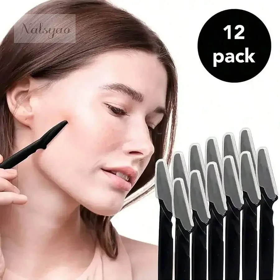 6/12pcs Eyebrow Shaper Shavers Trimmers for Women Men Face Hair Removers Multipurpose Exfoliating Dermaplaning Black