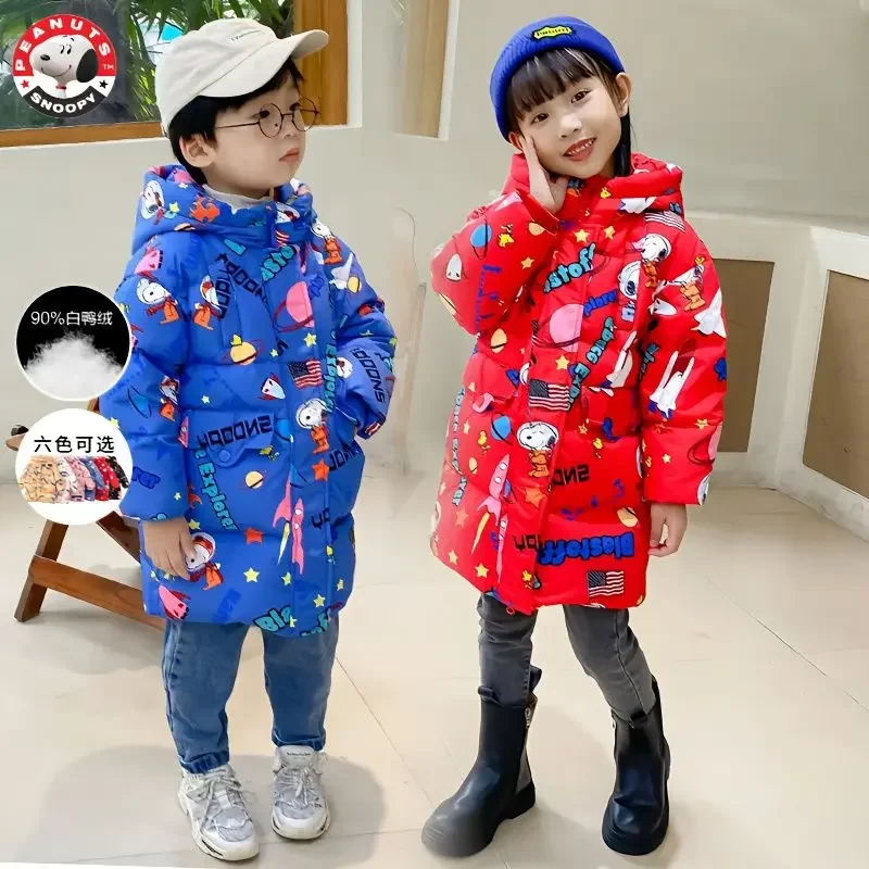 Snoopy children's down jacket thickened cotton jacket for boys and girls new winter fashion cartoon warm mid-length style