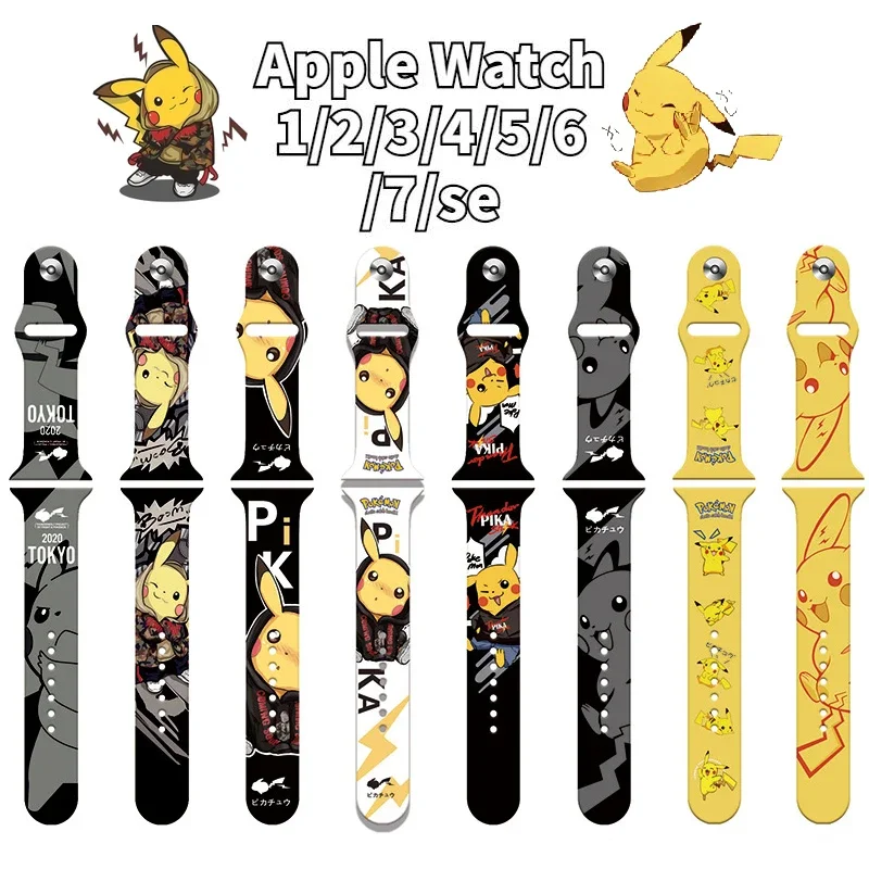 For watch S8765432SE belt Pokemon anime character Pikachu cartoon print iwatch replacement wristband strap boys girls gifts