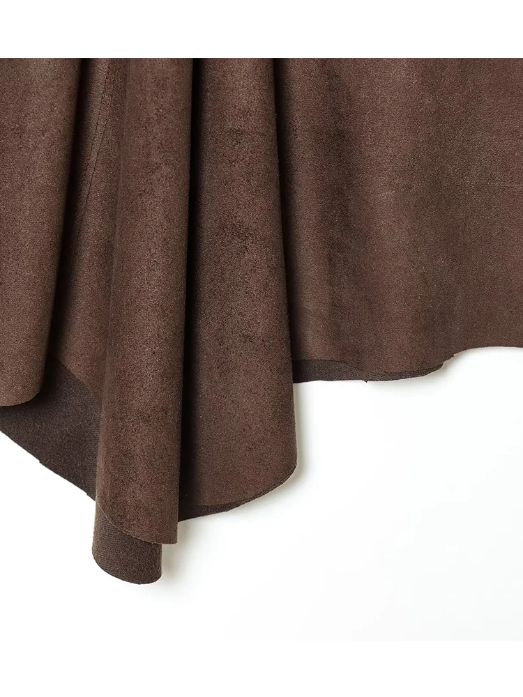 ارتفاع الخصر الجلد المدبوغ تنورة المرأة ربيع الخريف تنورة طويلة عادية غير المتكافئة هيم الكشكشة ميدي التنانير للنساء 2026 جديد #6