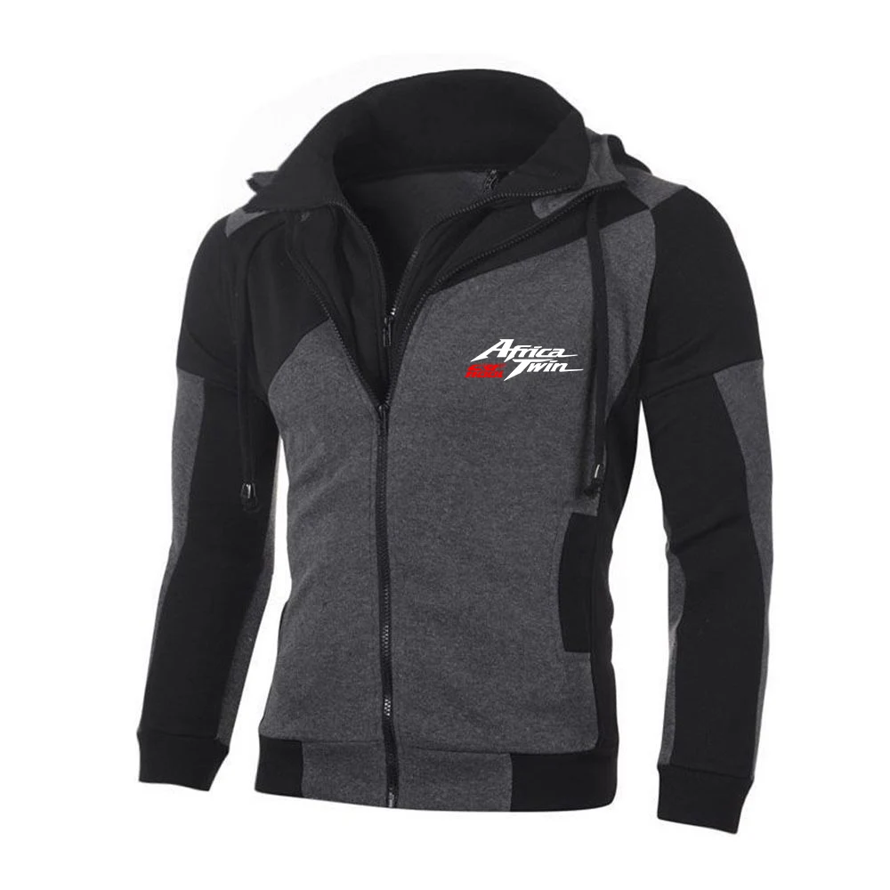 دراجة نارية أفريقية بغطاء رأس مزدوج Crf للرجال ، ألوان متطابقة بغطاء رأس ، سحاب علوي مريح ، طباعة دراجة نارية ، أو L ، موضة الخريف ، #4