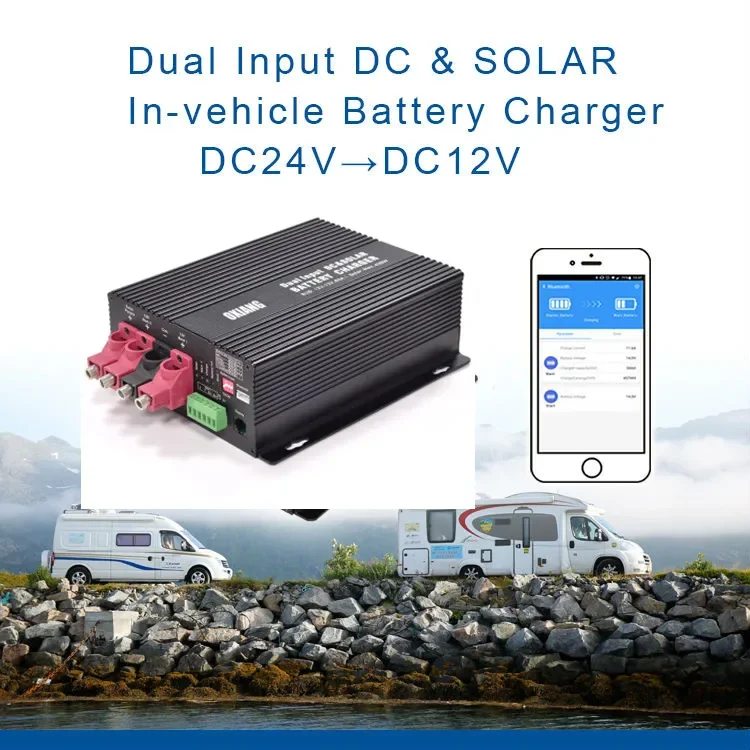 DC24V to12V Dual battery charger controller in-vehicle battery charger fo  RV Boat Gel  Lithium Sealed Lifepo4 battery