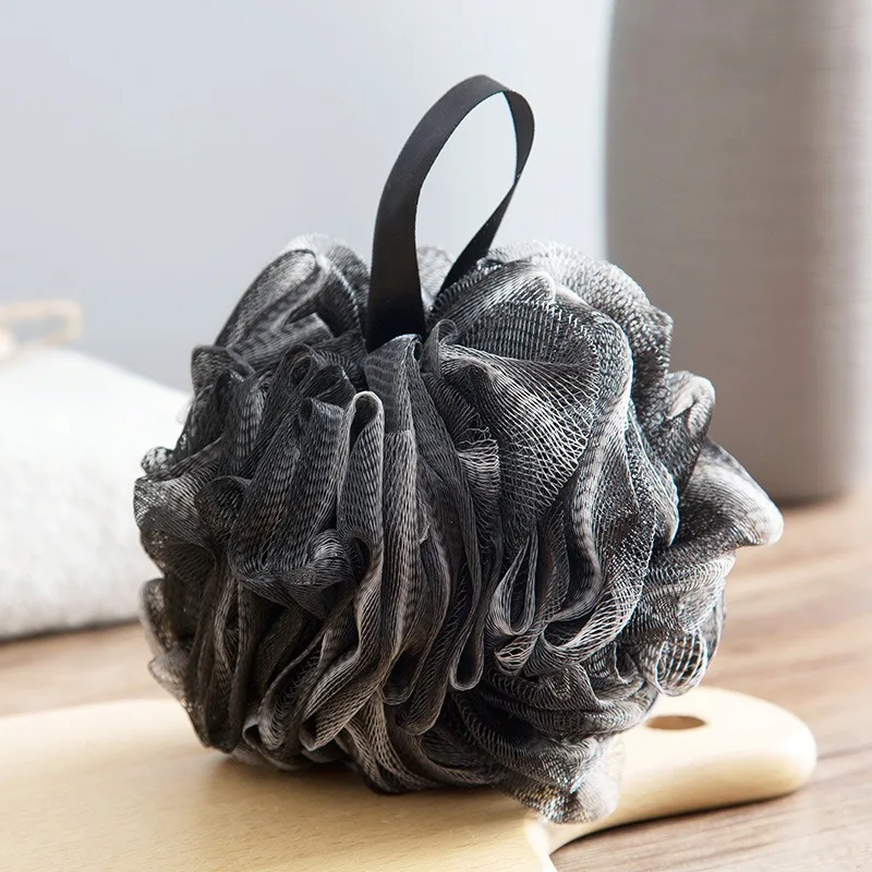Soft Black Loofah Shower Sponge Exfoliating Bath Ball PE Skin‑friendly Body Scrubber for Glowing Skin Home Dormitory Supplies
