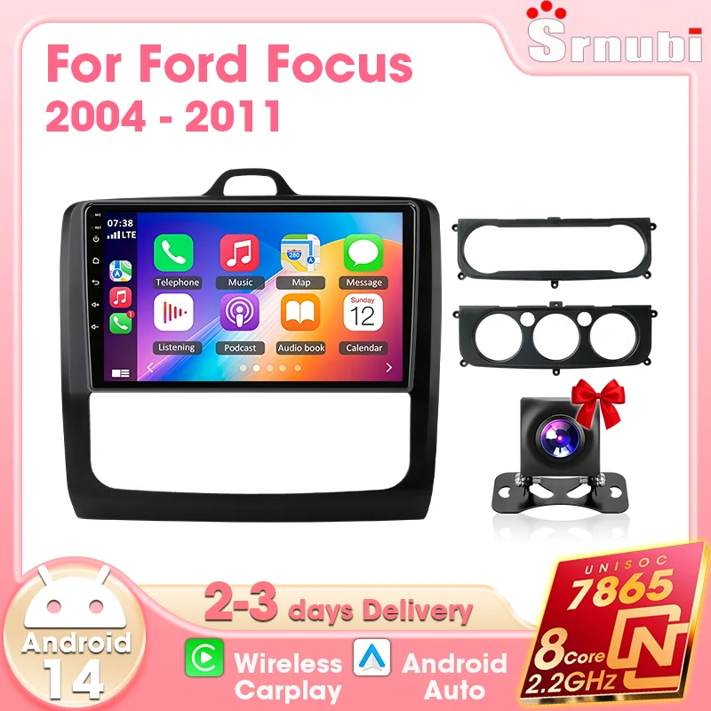 Srnubi 2 Din Carplay sans fil pour Ford Focus 2004-2011 Android Auto autoradio lecteur multimédia GPS Navigation UIS7865 8 cœurs DSP Audio Bluetooth 5.4