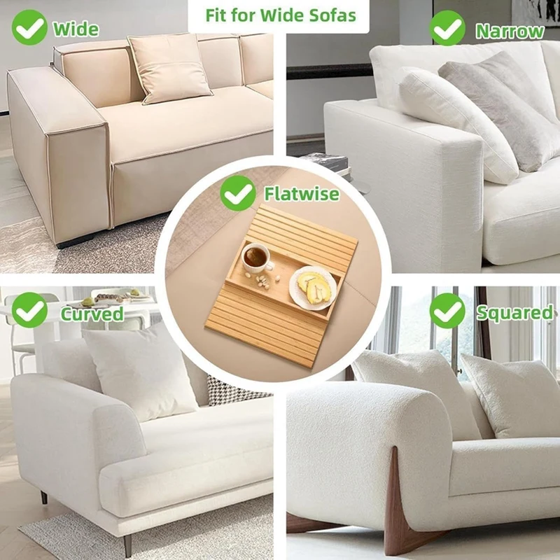 صينية مسند ذراع الأريكة، حامل أكواب الأريكة، صينية من الخيزران مع حامل أكواب، صينية حامل أكواب أريكة من الخيزران-ABAM