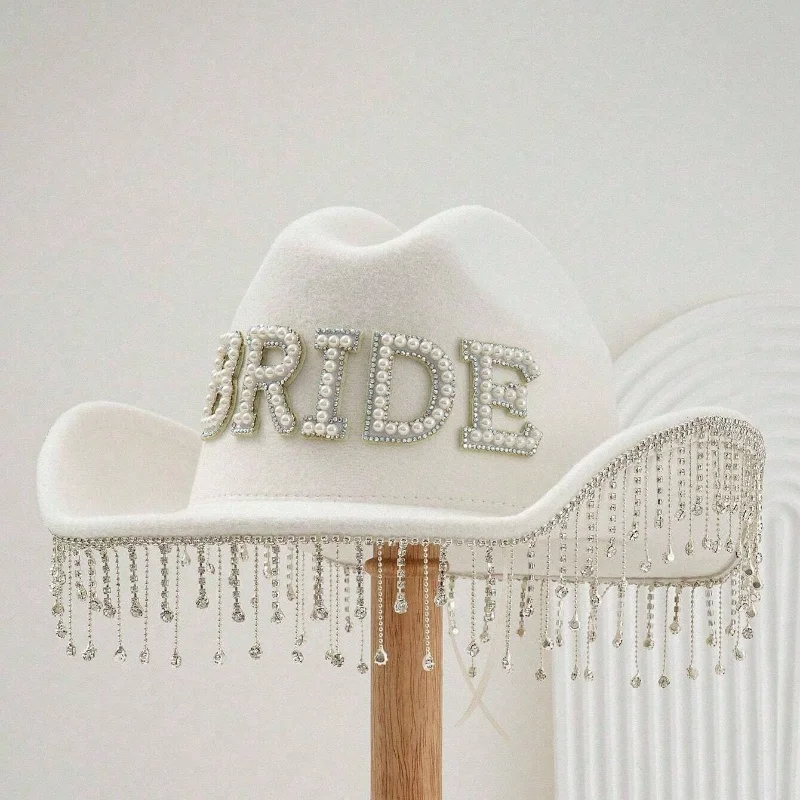 Burning Man Bride Party Wedding Headgear Luxury Hat Bride Captain Hat Bride Party Captain Staff Sergeant Festival BRIDE Cowboy