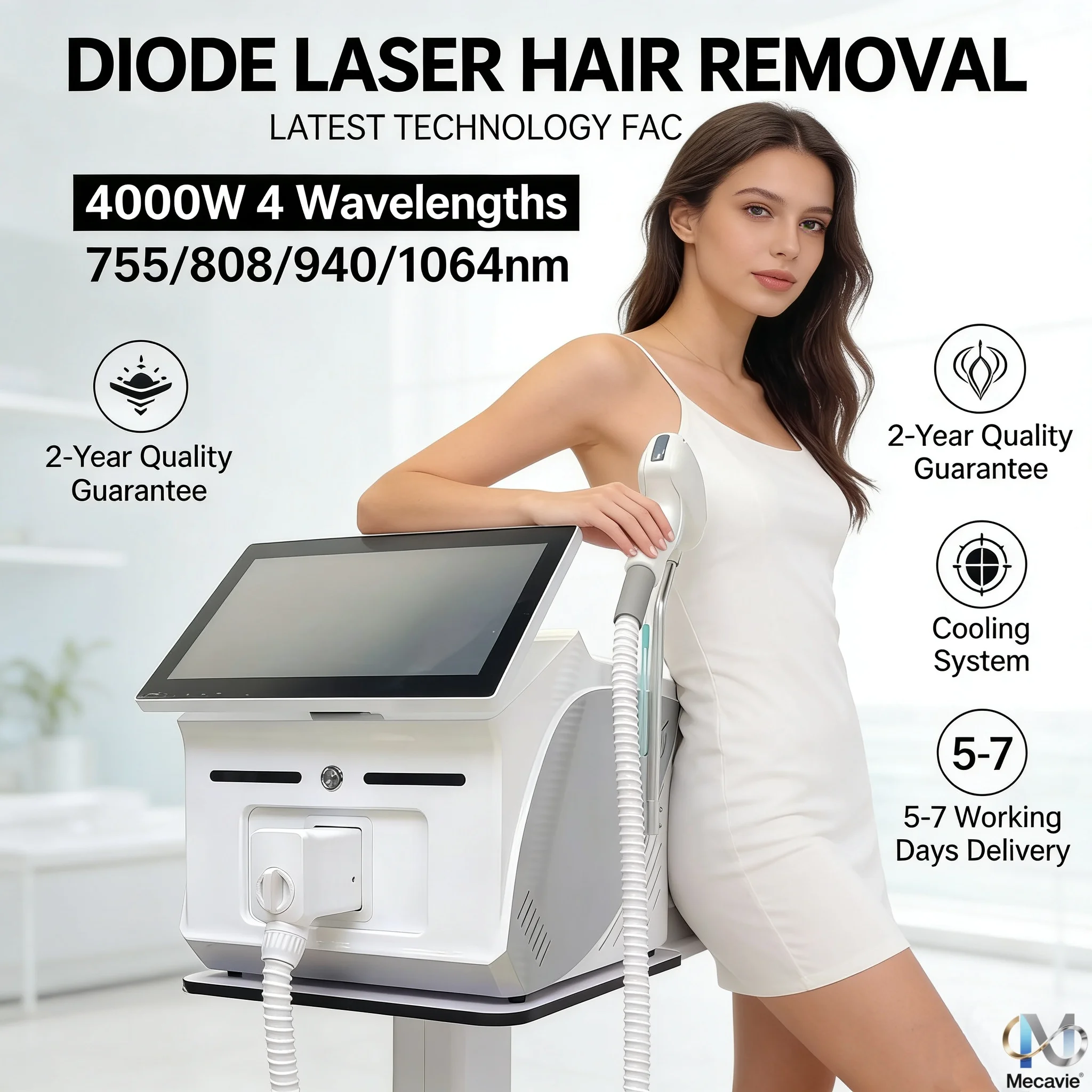 

Профессиональный 4-волновой диодный лазер для удаления волос 808 нм - портативный безболезненный эпилятор Soprano Titanium 4000 Вт для лица и тела