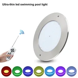 Ultra-Thin LED Swimming Pool Lights Resin Filled Colorful RGB Underwater Lamps AC12V IP68 Stainless Steel LED Waterproof Lamps