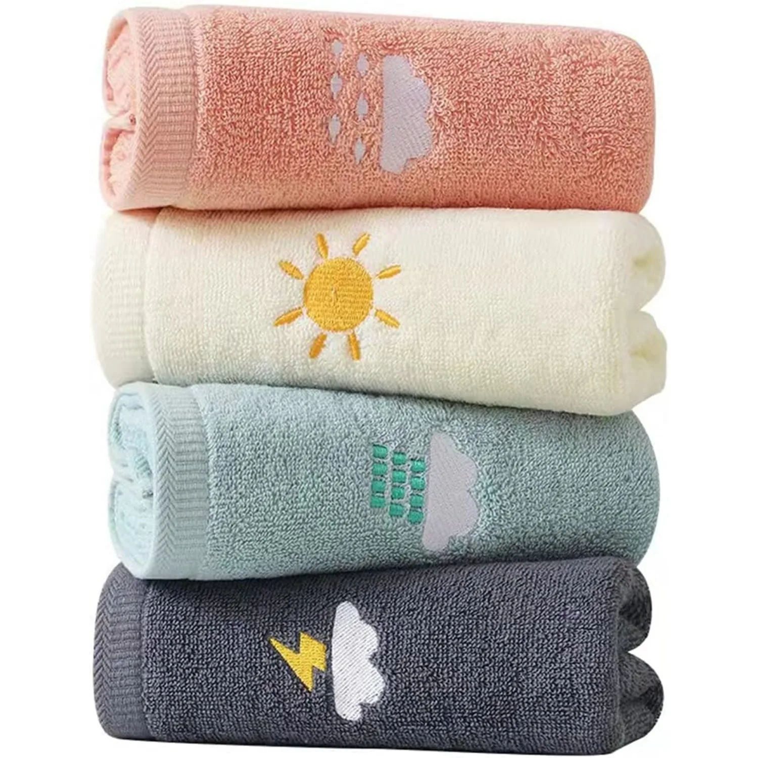 Bathroom towel, 4, 100% cotton bath towel/face towel, 14 x 29 inches