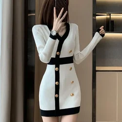 Women's Crochet Dresses Bodycon Short Long Sleeve Female Knit Dress Extreme Mini Outfits Designer Xxl Elegant and Beautiful Chic