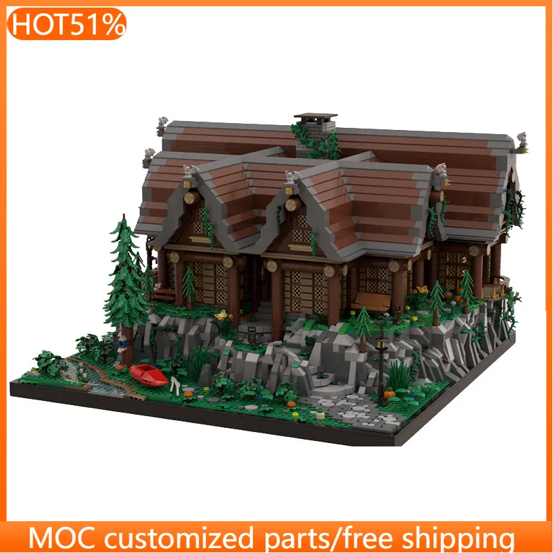 8440 pièces de construction modulaire, maison de montagne rustique MOC, blocs de construction modulaires personnalisables, design créatif, jouet d'assemblage DIY pour garçons, cadeau