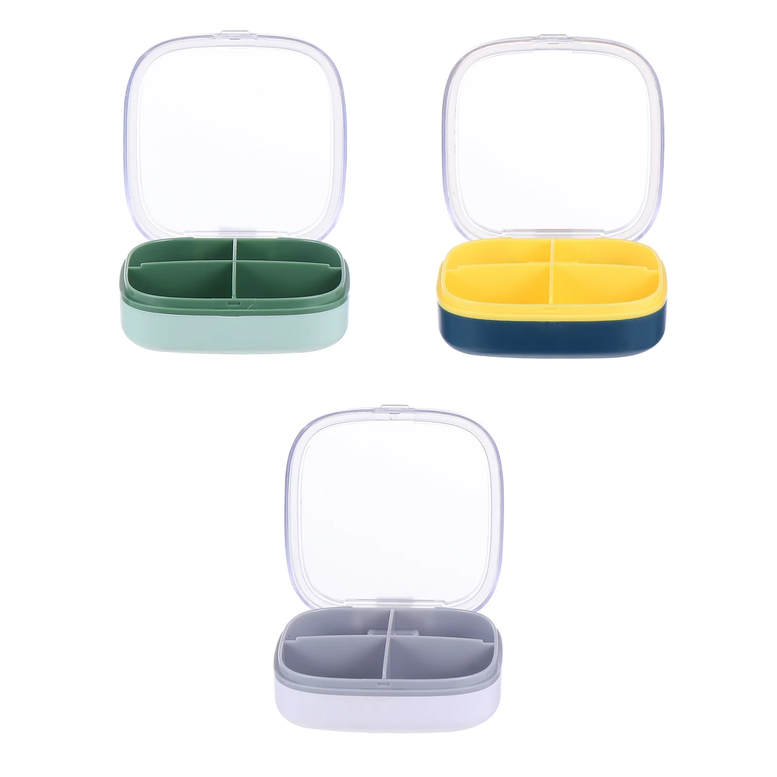 

3Pcs Compact Pill Case 4 Compartments Sealing Organizer Large Capacity Portable Container for Home Business Trip Fish Oil