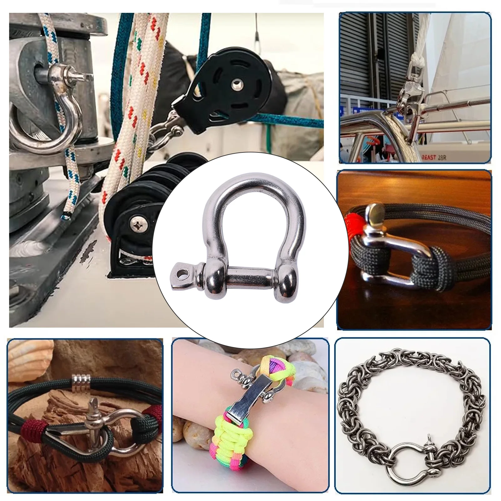 XINXING MARINE M8 316 Stainless Steel Bow Shackle Rustproof Screw Pin Marine Hardware