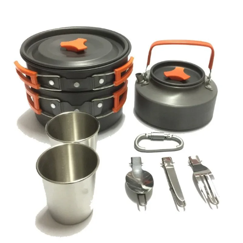 

Outdoor Supplies - 2-3 Person Pot Set for Outdoor Camping Cooking Utensils Cooking Set Folding Teapot Set