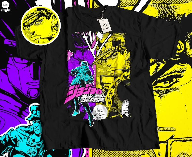 Unisex Retro Stand Master Tee - JJBA Inspired, Street Style Hero Top, Vintage Manga Fashion, Cosmic Adventure , Unique Anime