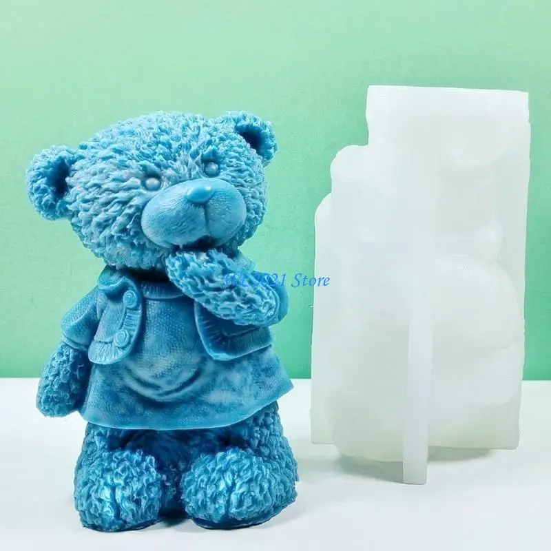 

G5GC Little Bear Decoration Silicone Mold Epoxy Standing Bear Silicone Mold DIY Ornament Jewelry Making Tool