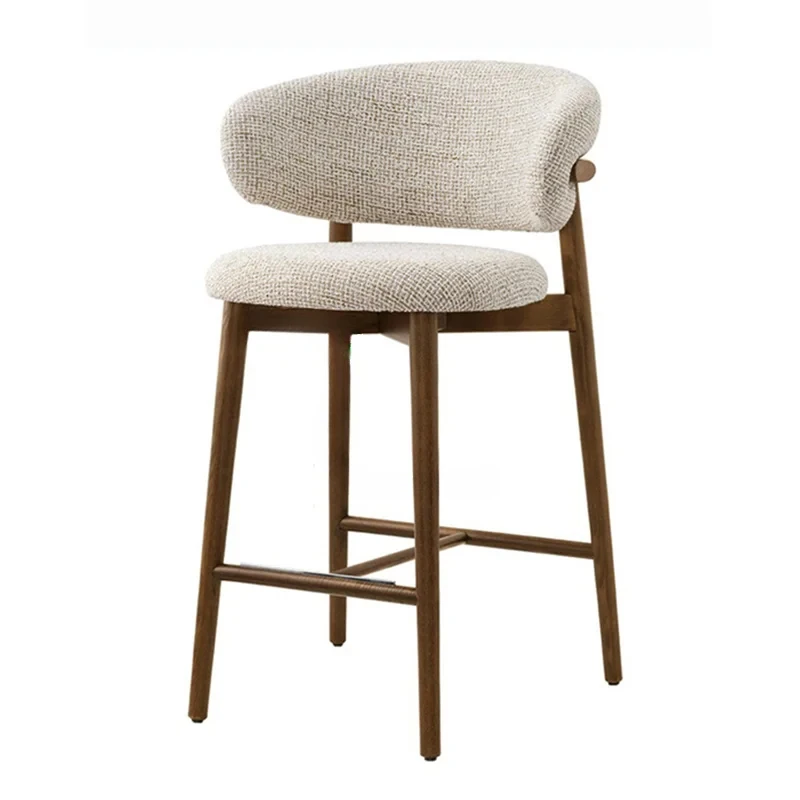 

Modern Solid Wood Bar Chair Nordic Bar Stool for Kitchen Light Luxury Cloth High Feet Barstool Household Living Room Stool Chair