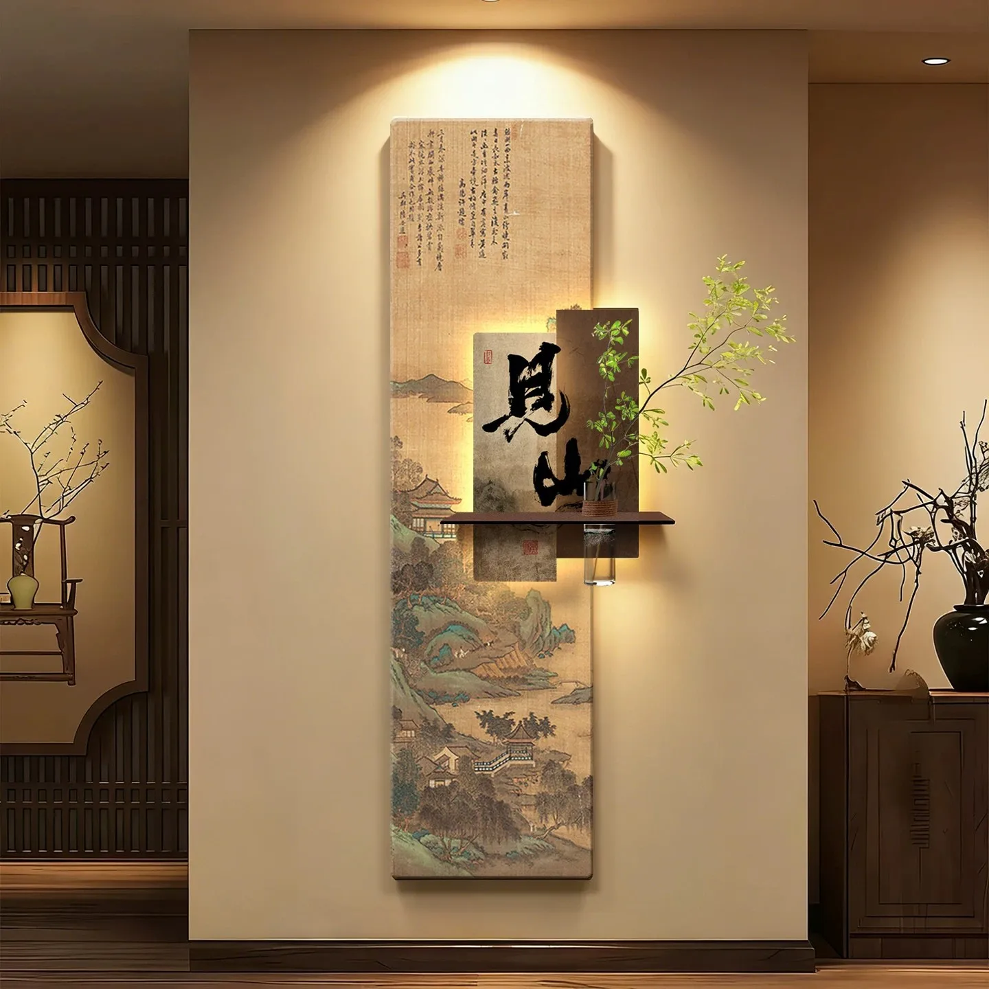 Entrance decorative painting sandstone painting home mural Zen calligraphy hanging