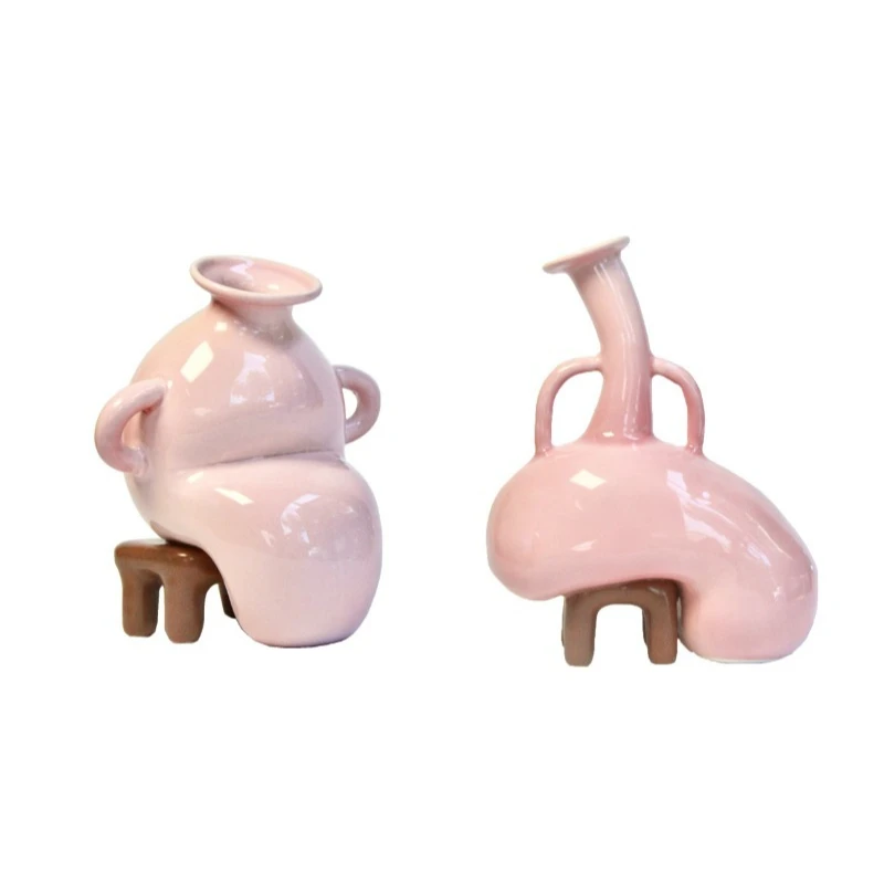 Vase for sitting on a stool, ceramic vase high-value ornament niche, creative birthday gift