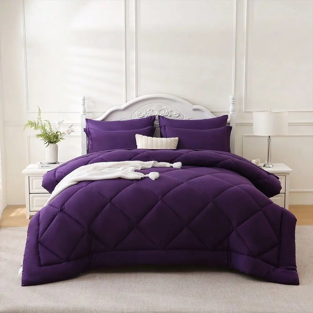 

Комплект постельного белья Pieces Comforter Set с простынями, черный всесезонный комплект для кровати с одеялом, наволочками, плоской простыней и простыней на резинке.