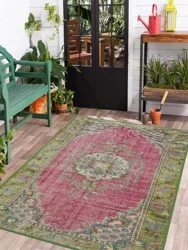 Turkish Carpet Enriched with Anatolian Motifs Pink Rug For Bedroom Aesthetic Antique Style Medallion Rug Timeless Oriental Rug