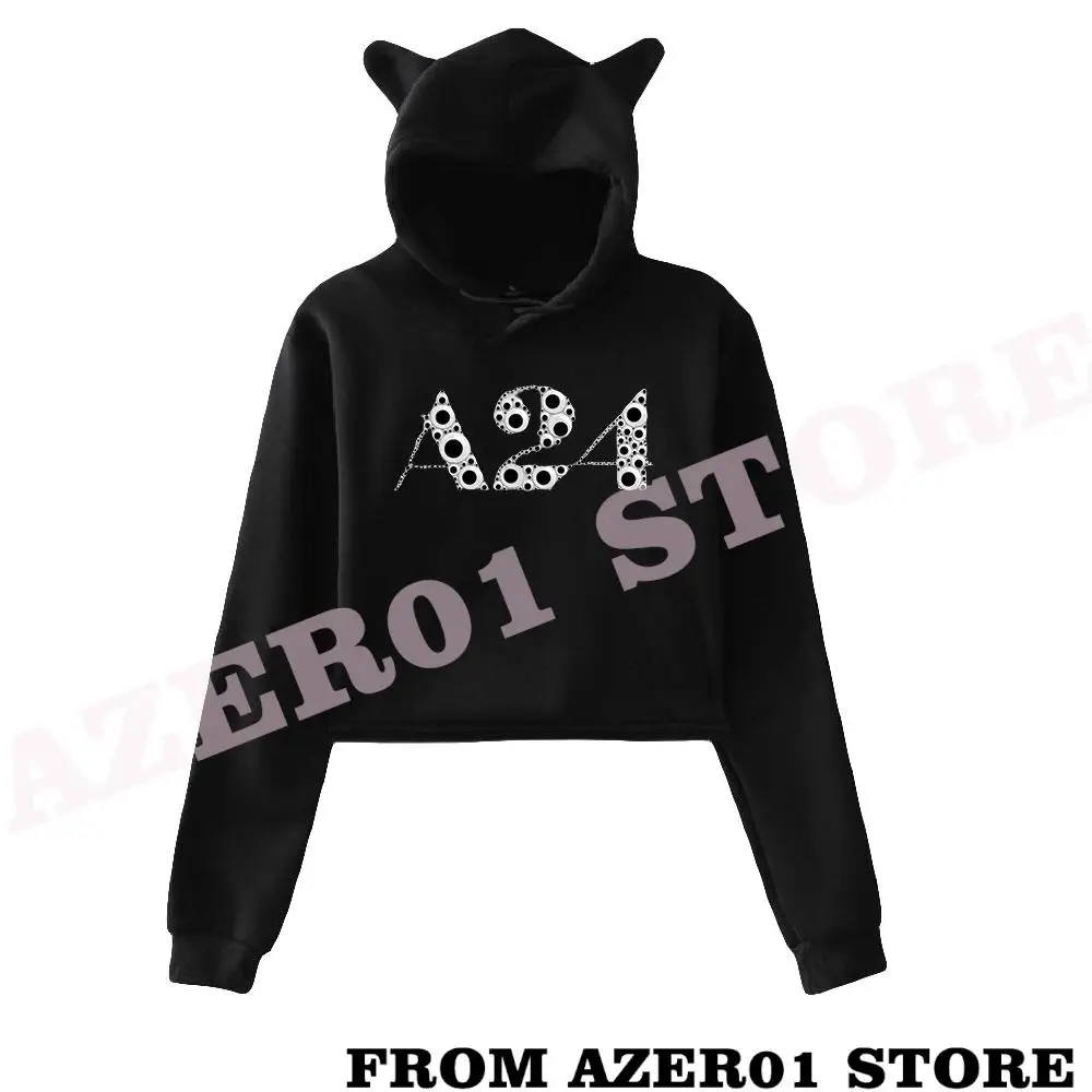 

Everything Everywhere All at Once New Logo A24 Merch Cat Cropped Hoodies Women/Girl Hooded Crop Tops Loose Movie Sweatshirt