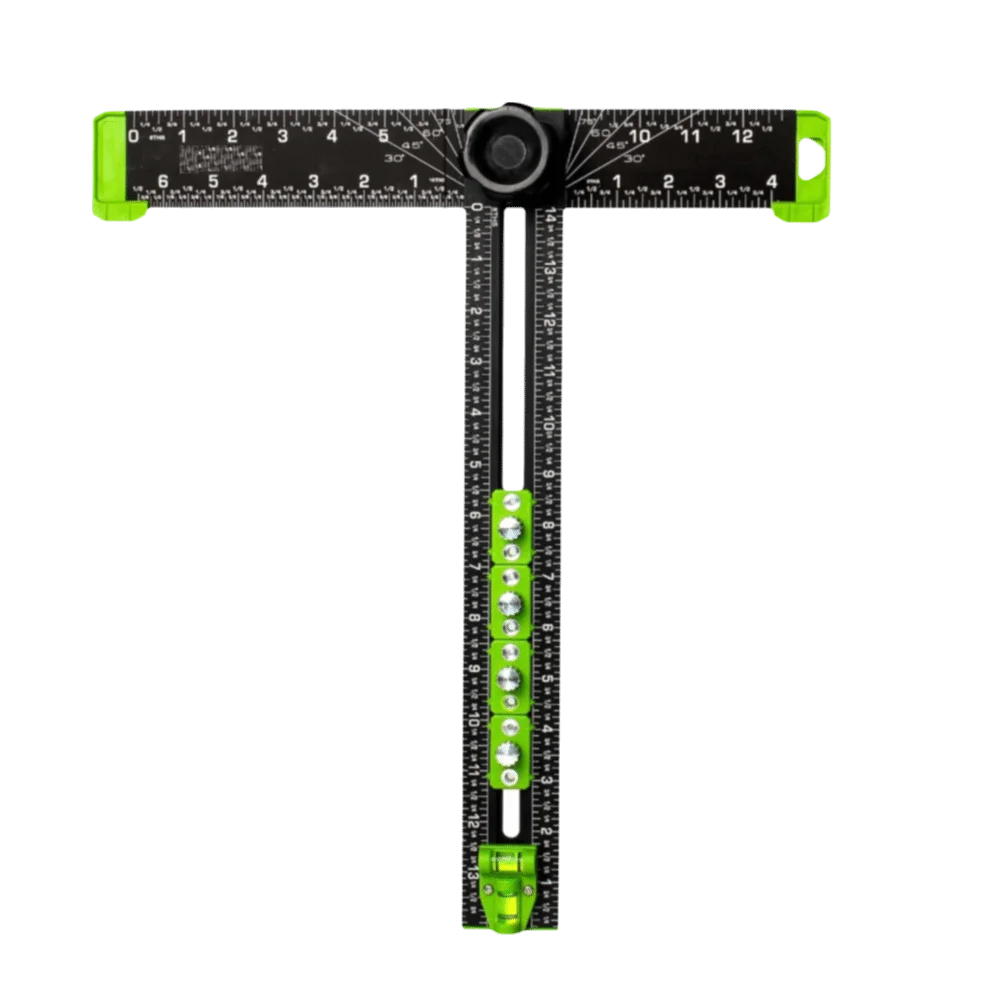 T-Square Ruler Drill Locator 2in1 DIY Tools Cabinet Hardware Jig High‑precision Built-in Bubble Level Sliding Stop Locator
