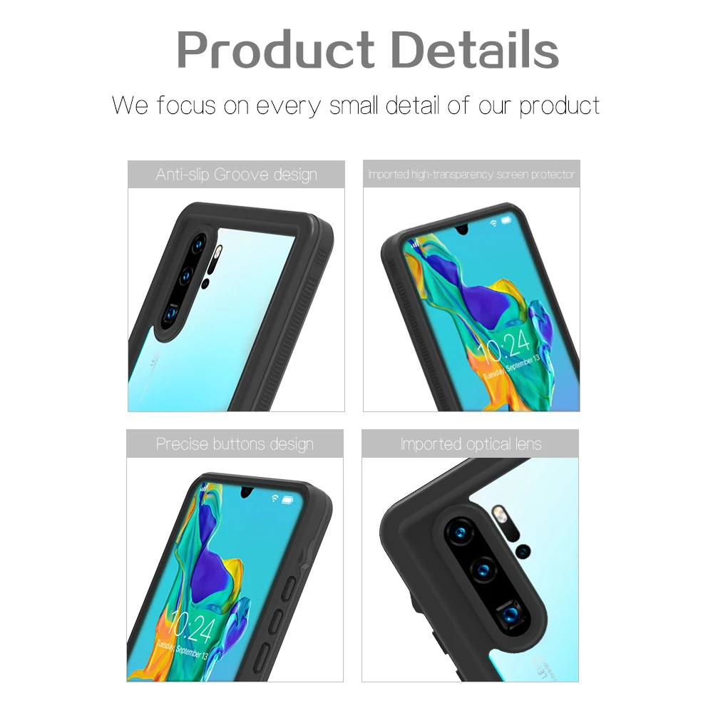Shellbox IP68 Waterproof Case for Huawei P30 Pro Shockproof Heavy Duty Defender Cover Diving Case with Built in Screen Protector