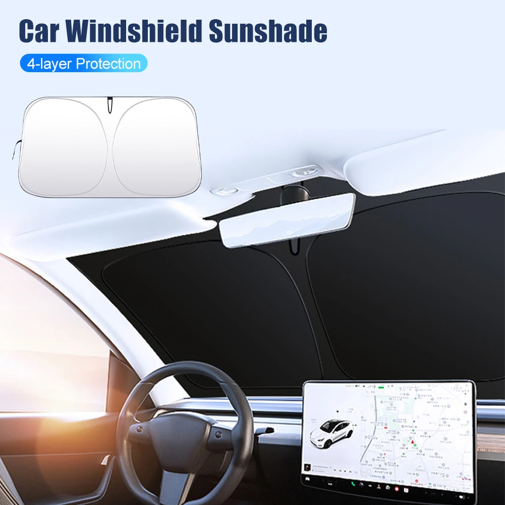 Universal Car Windshield Sun Shade 4 Layer UV Protection Cover Foldable Front Window Sunshade Car Exterior Accessories