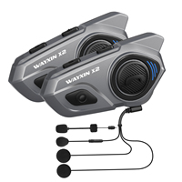 WAYXIN X2 Motorcycle Helmet Communicator For Motorbike Intercom Switch 4 Riders BT5.4 Waterproof DSP Noise Reduction  MP3 GPS