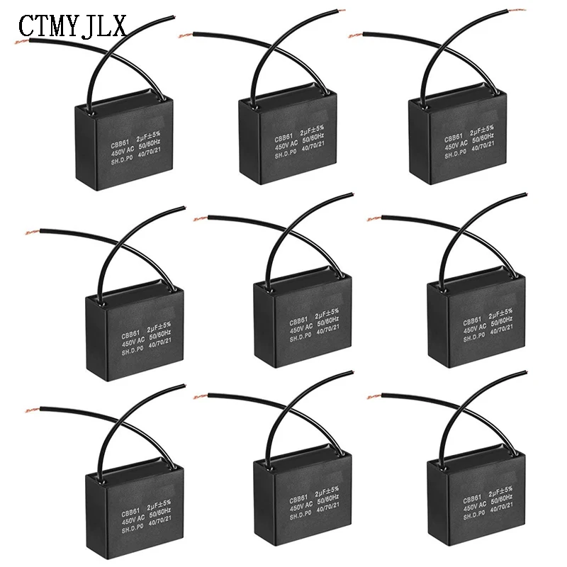 

10 шт. CBB61 пусковой конденсатор вентилятора 450 В 0,8/1/1,2/1,5/2,5/3/3,5/4/4,5/5/6/7/8/10/12/14/15/16/20/25 мкФ для вытяжки 400 В 500 В