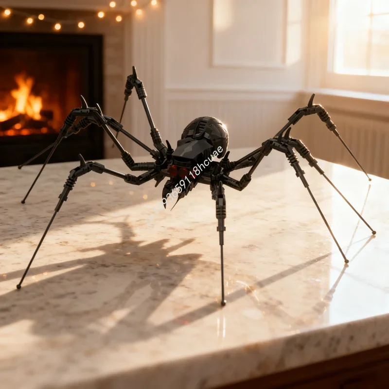 

140 деталей MOC: Страшный паук, модель для сборки, конструктор, архитектурный набор, рождественский подарок, игрушка для самостоятельной сборки, развивающая идея для творчества