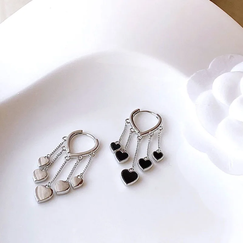 Boucles d'Oreilles Vintage en Argent Sterling 925 pour Femme, Bijoux Rétro Simples, Accessoires de ix, Cadeaux en Forme de Cœur