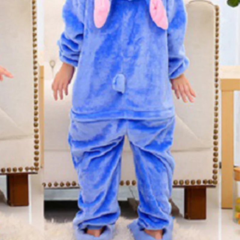 New Cartoon One-Piece Pajamas Men and Women Flannel Blue and Pink Animal One-Piece Pajamas Cosplay Clothing Home Clothing