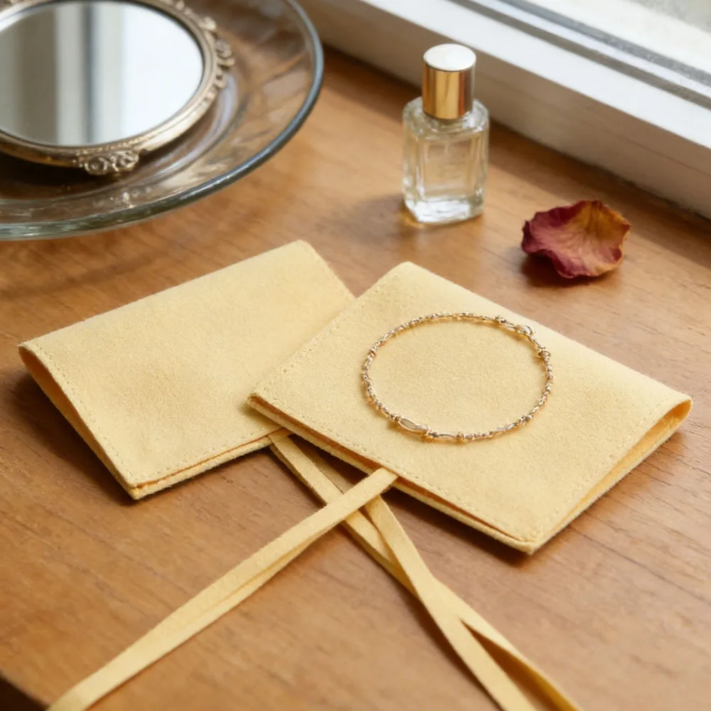 

Wholesale Yellow Microfiber Jewelry Storange Packaging Pouch Ring Earrings Pendant Envelope Bag Candy Wedding Gift Party Present