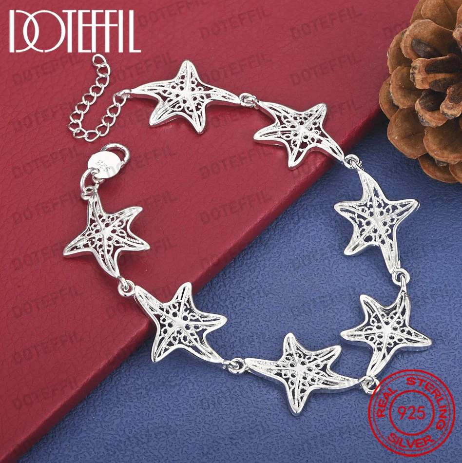 925 Sterling Silber 8-Zoll Filigranes Seestern-Armband - Stilvoller Damen-Schmuck für Partys und Hochzeiten