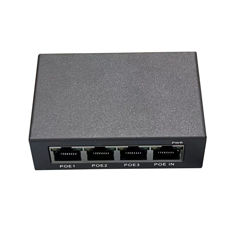 Metal Case POE Network Extender Repeater 1 Input 3 Outputs 10/100 POE Switch for Extended Coverage