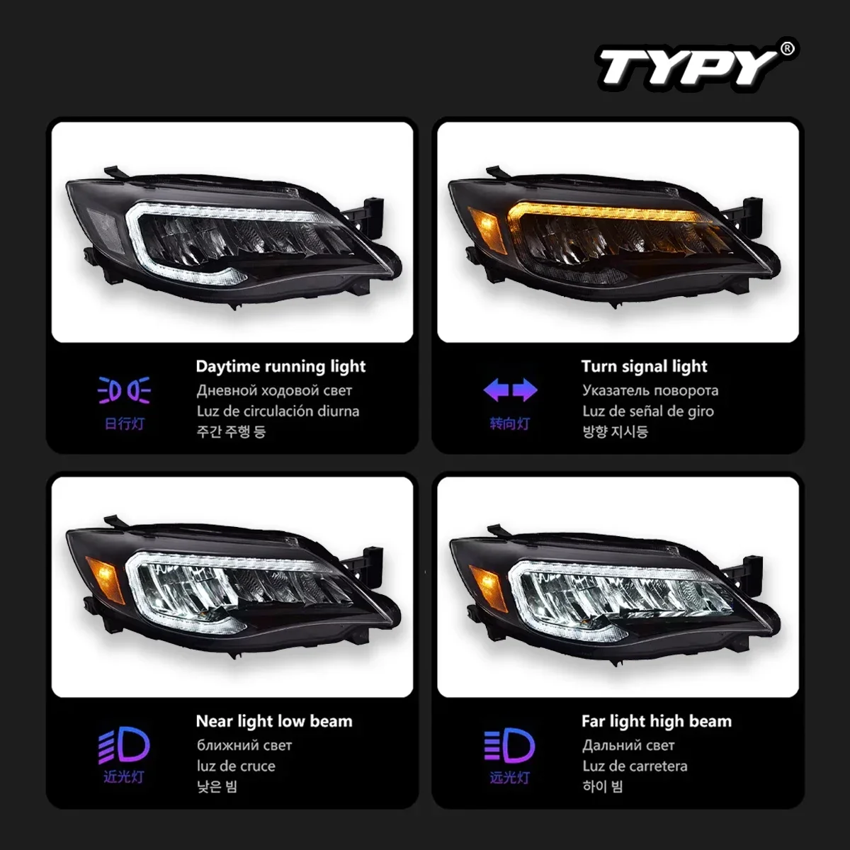 

TYPY новая светодиодная фара, обновленная, модифицированная для Subaru lmpreza WRX, 2008-2014, фара с динамическим сигналом, автоаксессуары