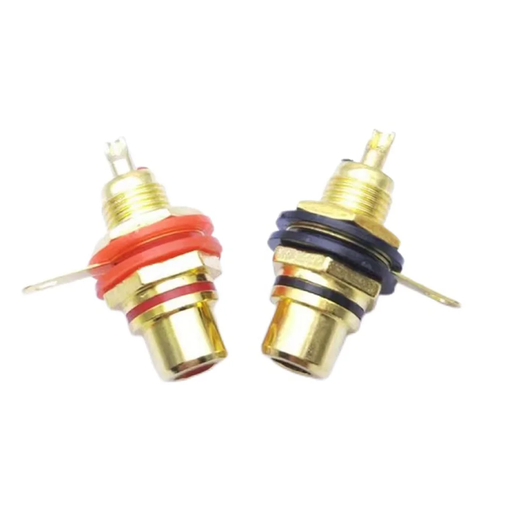 [NEWA64Z!】 4Pair/8Pcs RCA Jack Connector Panel Mount Chassis Audio Socket Plug Bulkhead With NUT Solder CUP