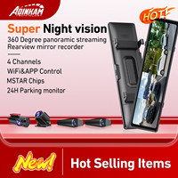 Adinakm 4CH 12 Inch Rearview Mirror Dash Cam  Front,Rear and Side(Left Right) FHD 3*1080P Night Vision 24H Parking Monitor