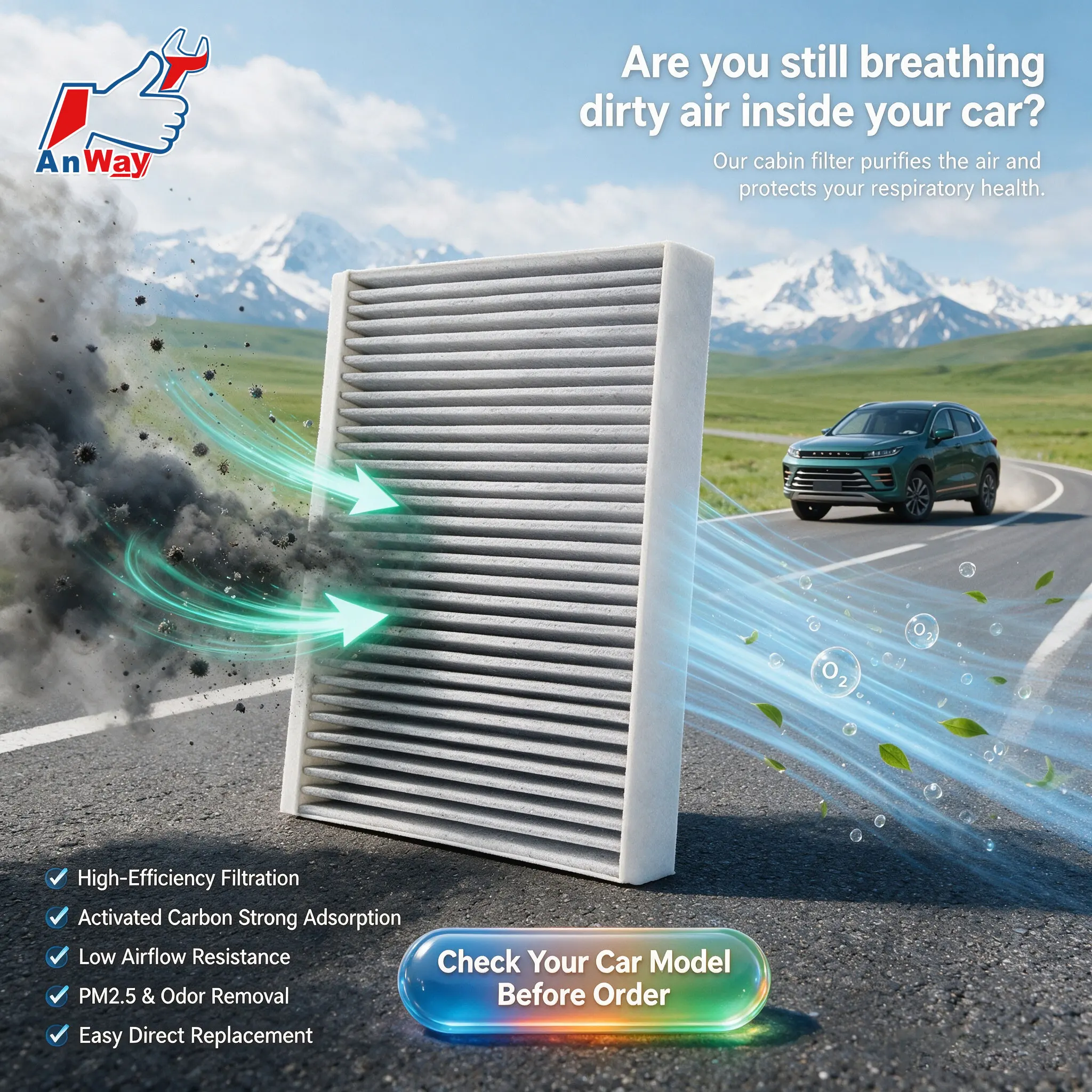 Custom Fit Car Cabin Air Filter For EXEED LX 2022‑2025 Easy Install High Flow Air Intake Multi-layer Filtration Intake Filter