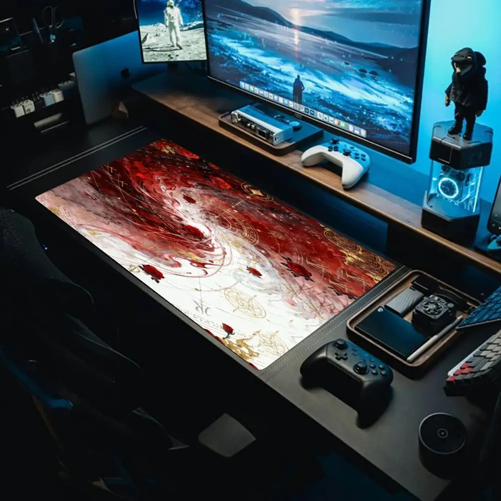 

Bloody Rose and Mysterious Runes, Large Mouse Pad Rubber Anti-wrinkle and Anti-slip Bottom Desk Mat