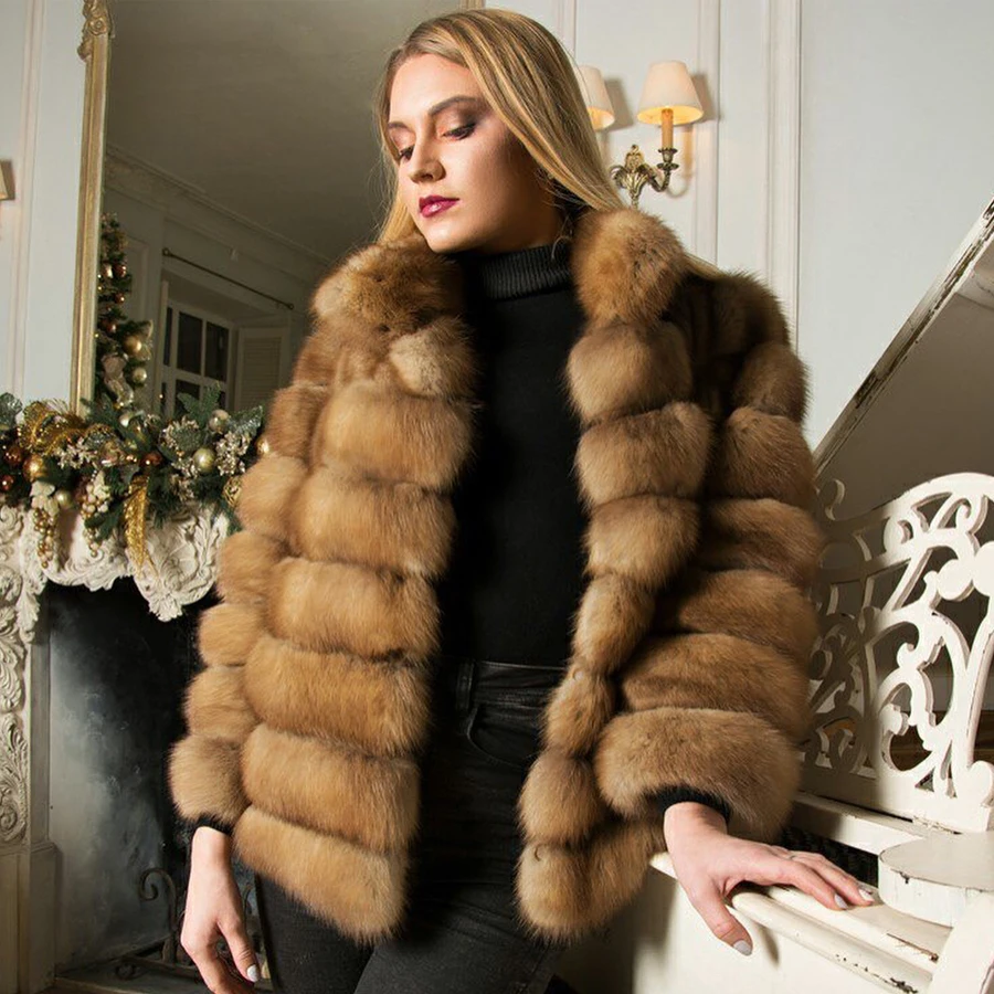 

Women Fox Fur Coat Luxury Fox Fur Jacket High Quality 2024 New Arrivals Short Winter Clothes Women