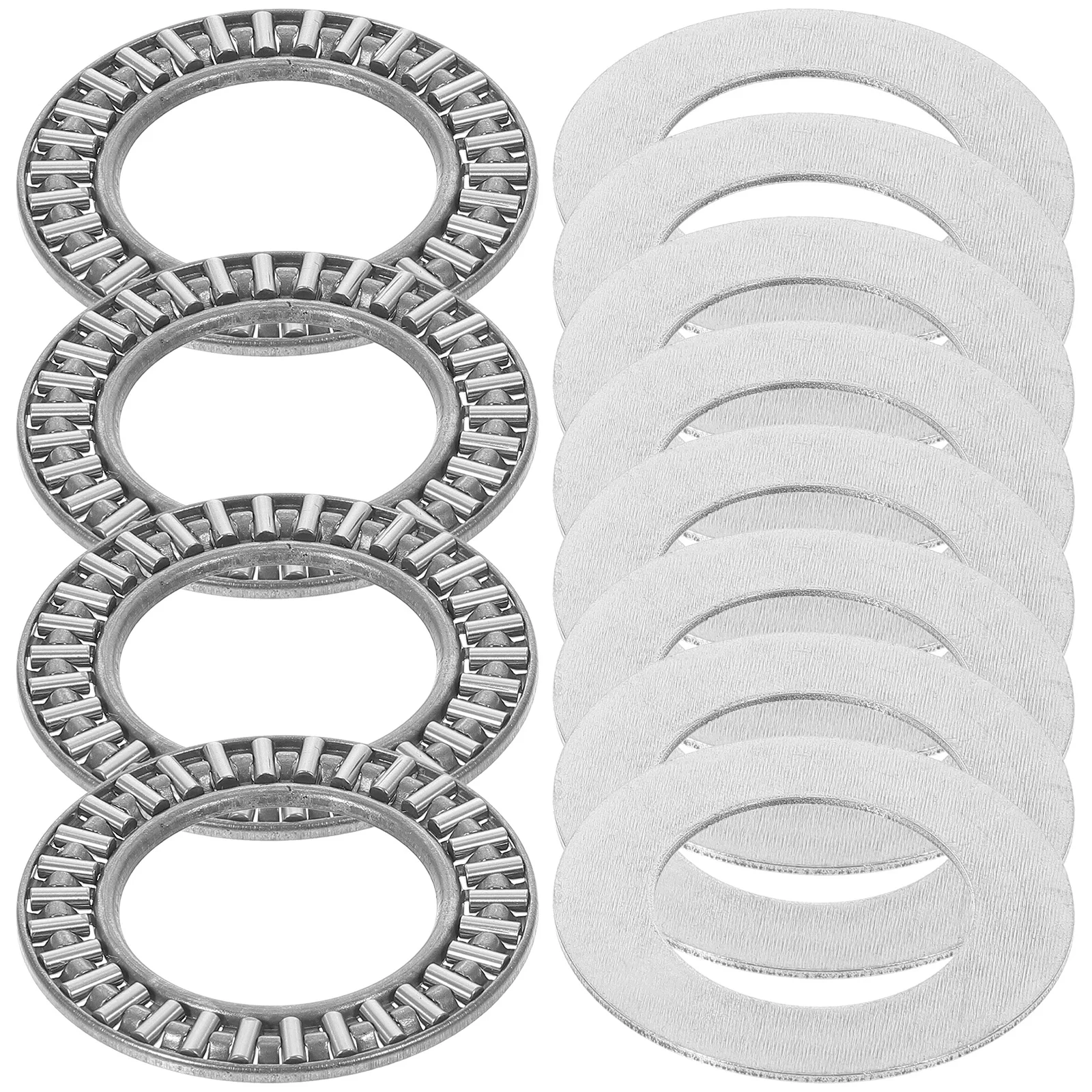 4Sets Thrust Needle Roller Bearing Industrial Heavy Duty Single Direction Axial Roller Bearing Washer Kit for Lathe Machine